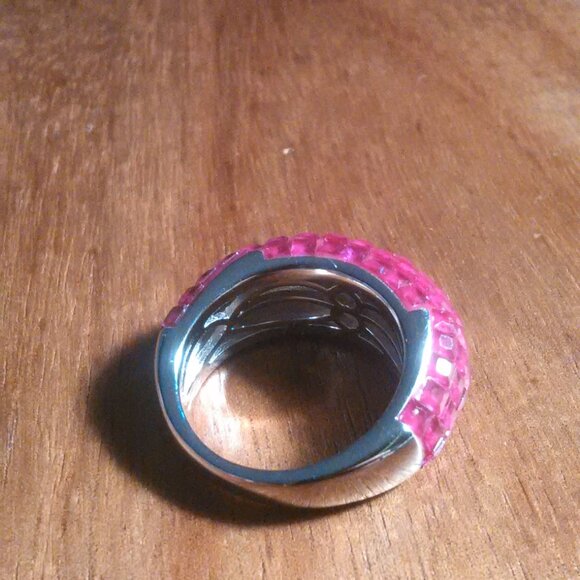 Simulated Ruby Color Diamond Sterling Silver Ring (Size 6) - Picture 9 of 16